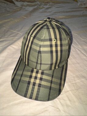 Burberry Olive Green Plaid Baseball Cap